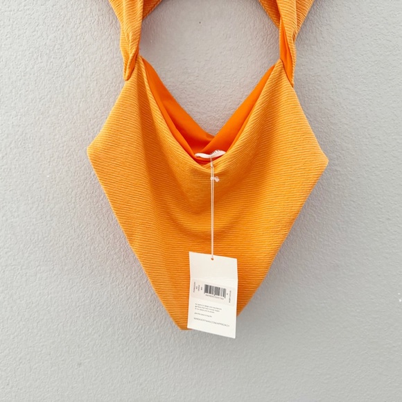 Mara Hoffman Kia One Piece Swimsuit Med Orange Ribbed Cutout Resort Vacation NWT - Picture 10 of 14